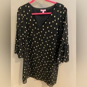 Lilly Pulitzer Black Dress with Gold Dots.